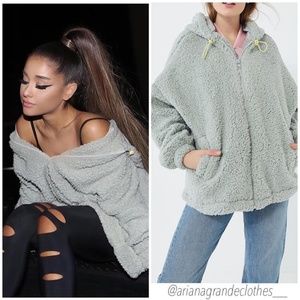 wilma hooded zip front teddy jacket